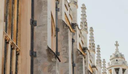 Architecture of Cambridge with blue sky behind
