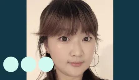 Selfie of Asian woman with hair half up half down
