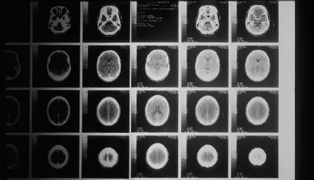 Multiple brain scans displayed side by side, showing different views and sections of the brain
