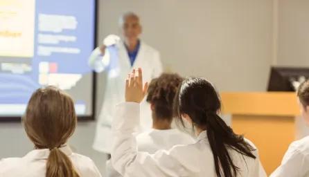 Clinician presenting to students