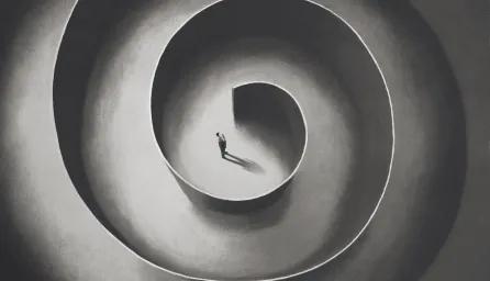 circular maze with man stood at the centre