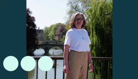 Woman stood on Cambridge bridge 