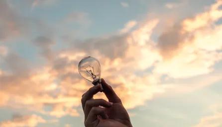 Holding a lightbulb up to the sky