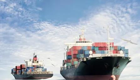 Two container ships at sea