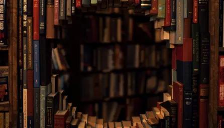 Rows of books with circular space in the centre