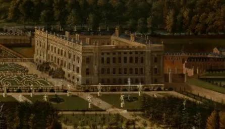 landscape painting, of Chatsworth House.