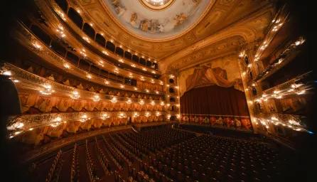 Interior of theatre with lights and chairs