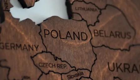 A map showing Poland, Germany and a few countries