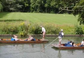 Two punts on the River Cam.