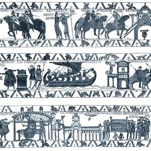 The Bayeux Tapestry is 70 metres long and 50 centimetres tall that depicts the events leading up to the Norman Conquest of England in 1066, led by William, Duke of Normandy challenging Harold II, King of England, and culminating in the Battle of Hasting.