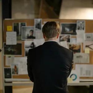 Back View of a Detective in a Black Suit