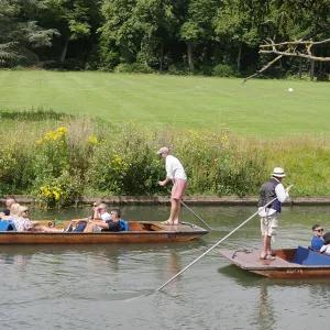 Two punts on the River Cam.