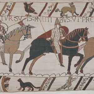 A painting of men on horses