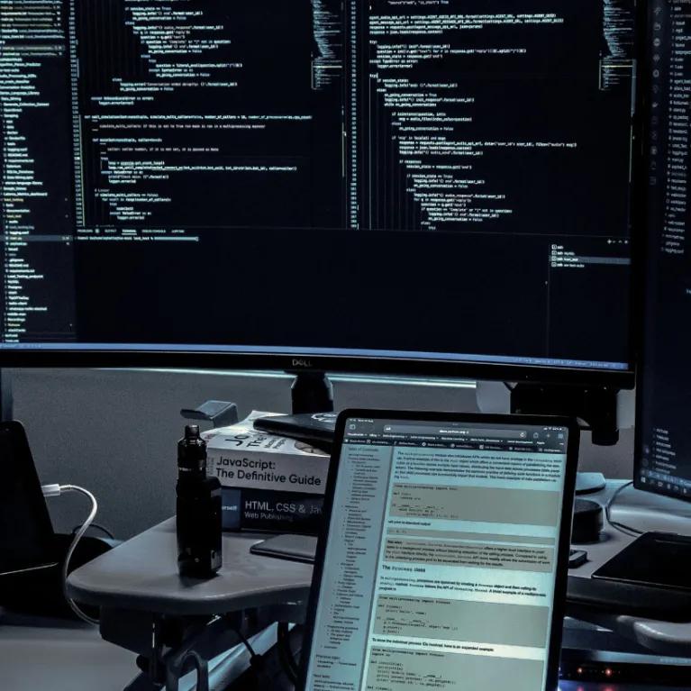 computers and data on screens 