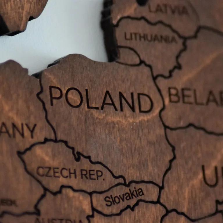 A map showing Poland, Germany and a few countries