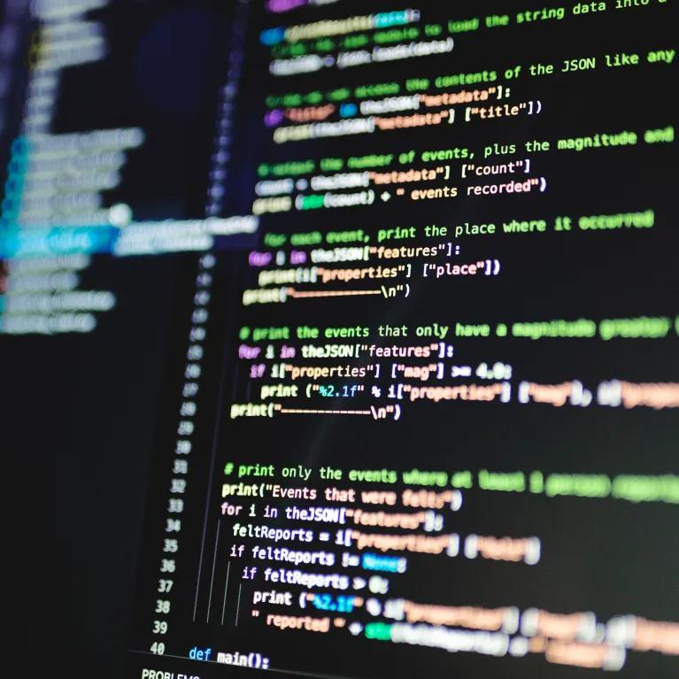 Programming code on a screen