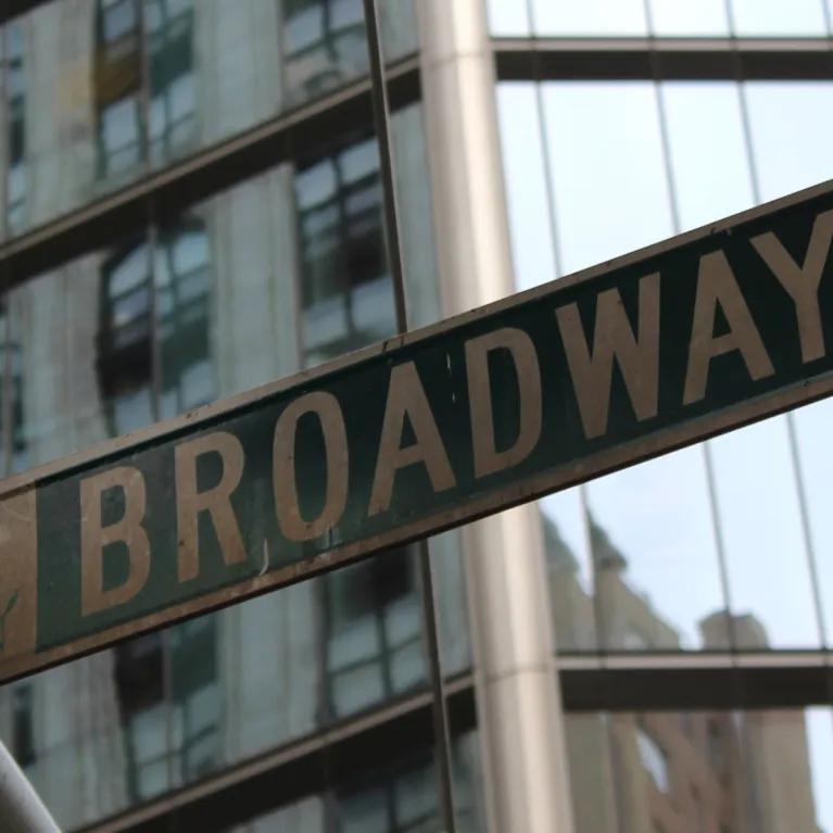iconic Broadway street sign in New York City, USA
